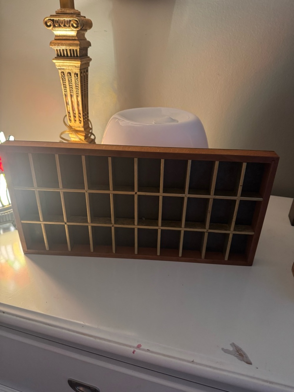 Mini Wooden Trinket Organizer Shelf - Brown and Beige - Picture 9 of 9